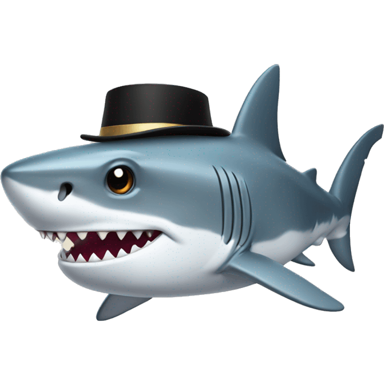 Shark with a top hat emoji