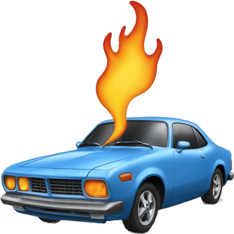 Car with flaming exhaust  emoji