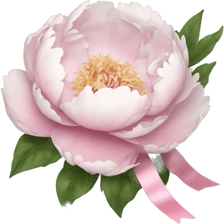 Pastell pink and white peony with ribbon emoji