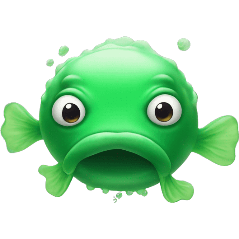 Green Blobfish With Green Smoke Coming Out Of It's Mouth emoji