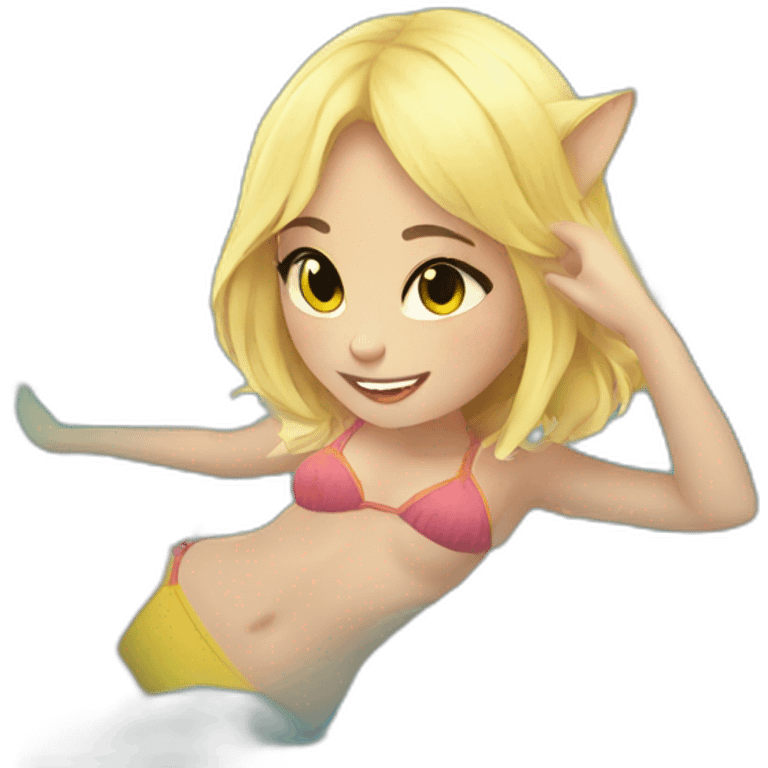 hot catgirl blonde swim emoji