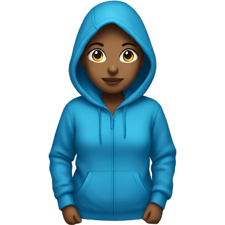 Girl wearing blue hoodie emoji