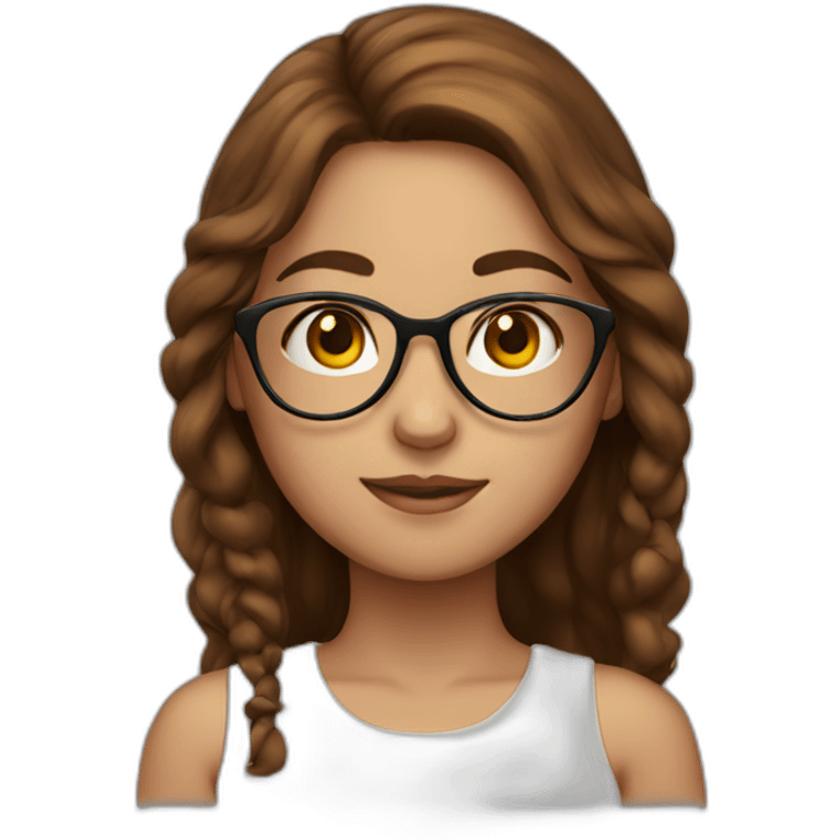 girl with glasses and long brown hair and freckels emoji