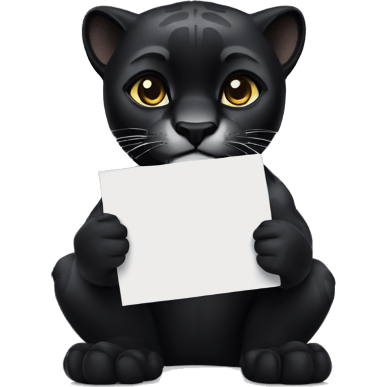 A black panther holding a white sheet of paper in its paws emoji