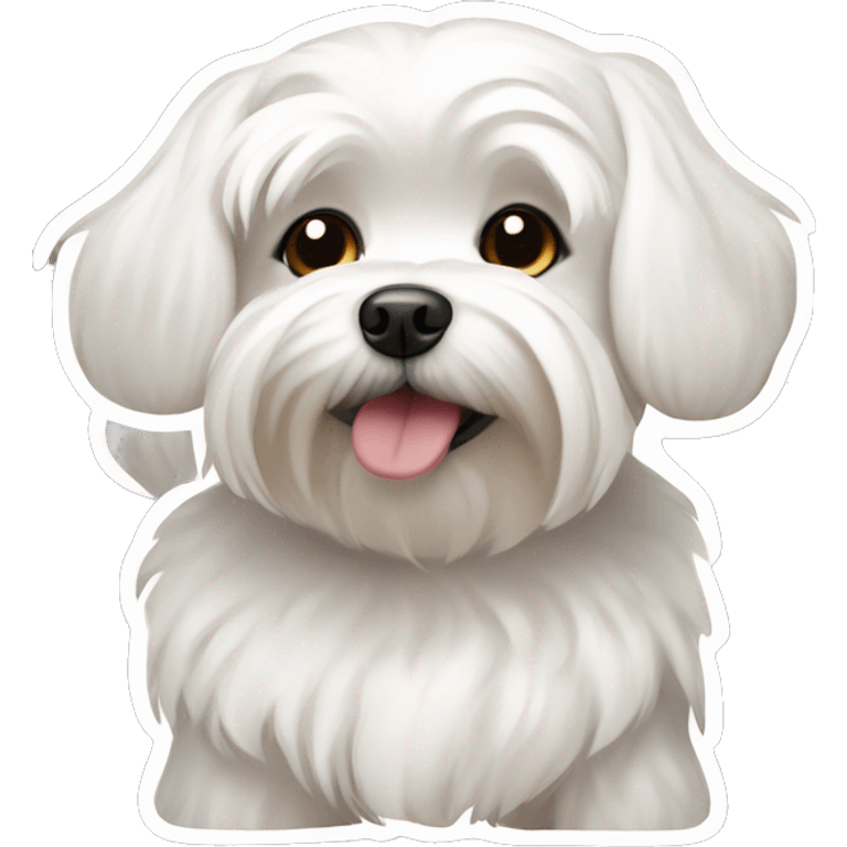 Sticker like an iPhone in the form of a Maltese lapdog dog emoji