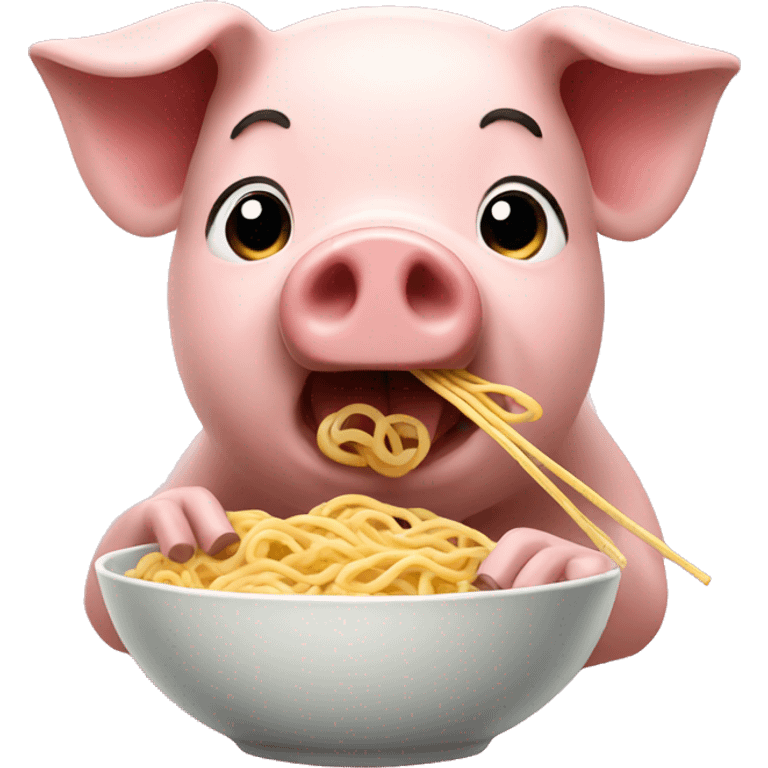 Pig eating noodles emoji