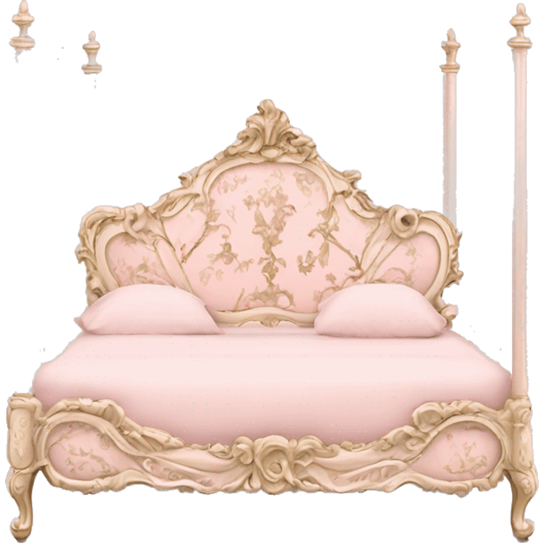 vintage pale pink rococo bed frame  emoji