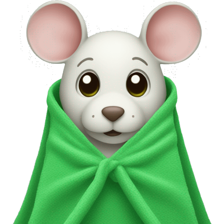 make me a mittel maus withe a green heart blanket  emoji