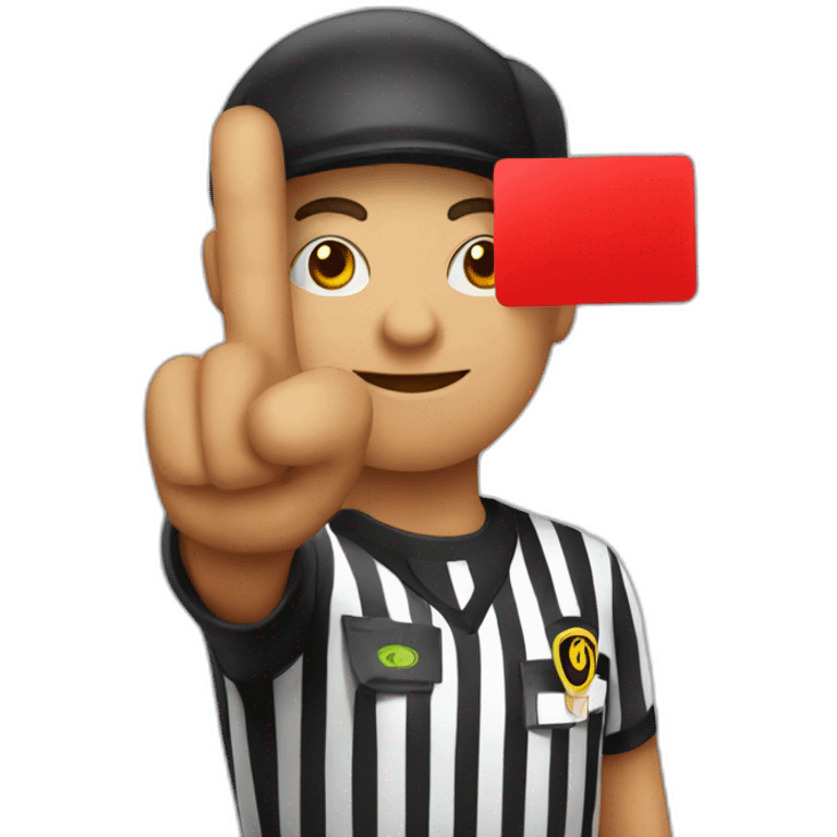 two fingers holding red card like referee emoji