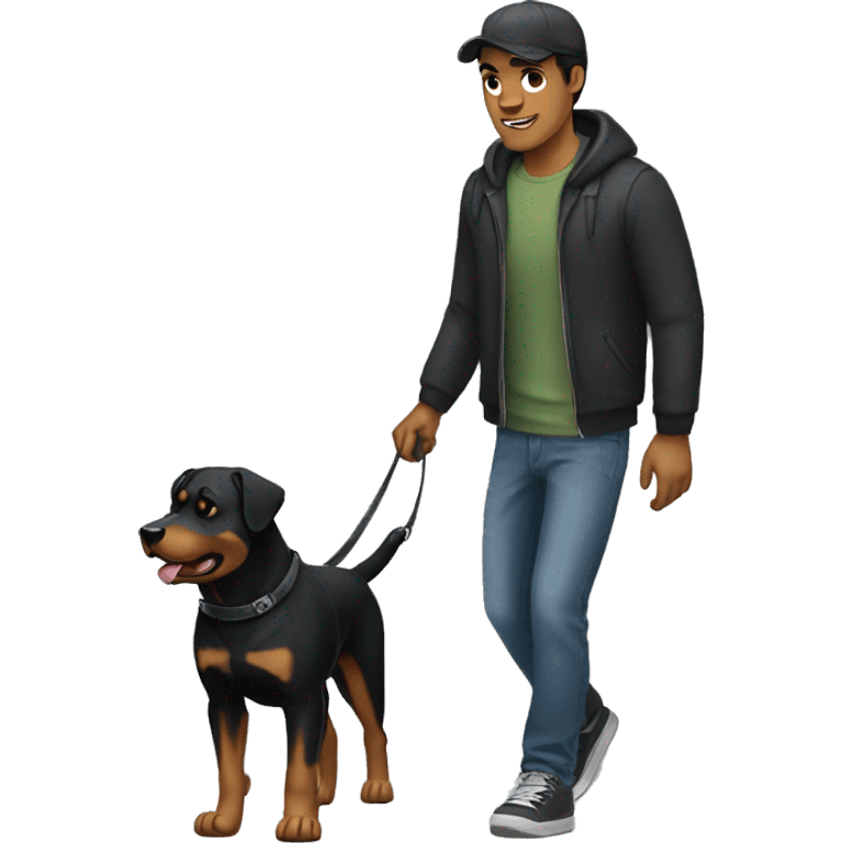 man waling rottweiler emoji