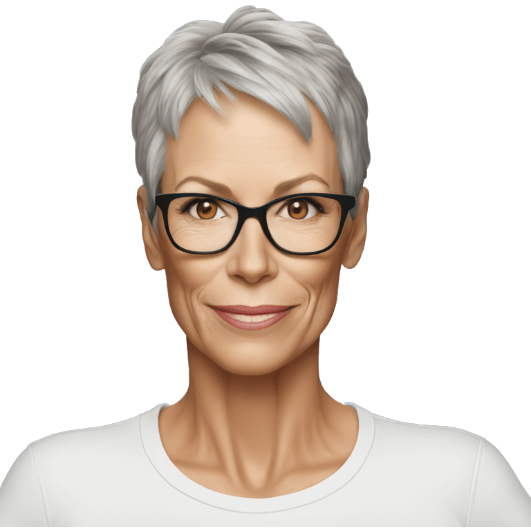 super realistic jamie lee curtis wearing tee emoji