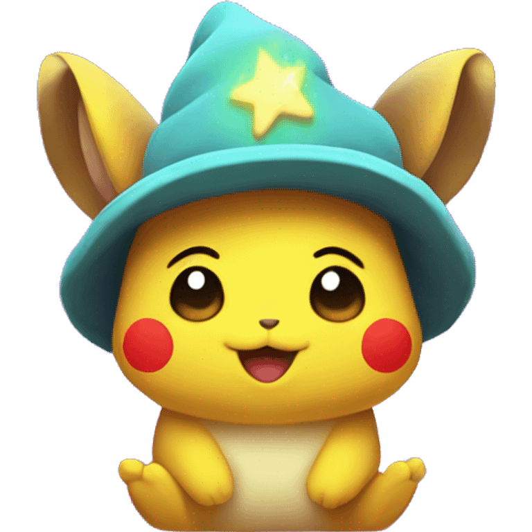 Kawaii neon pika with magic hat   emoji