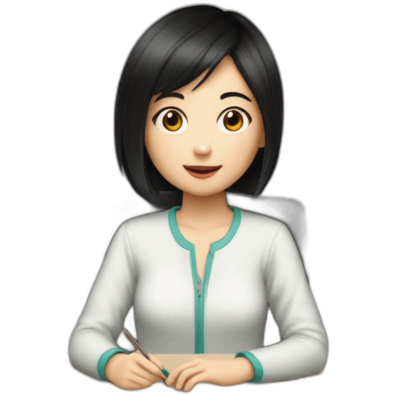 chinese girl studying computer short black hair emoji