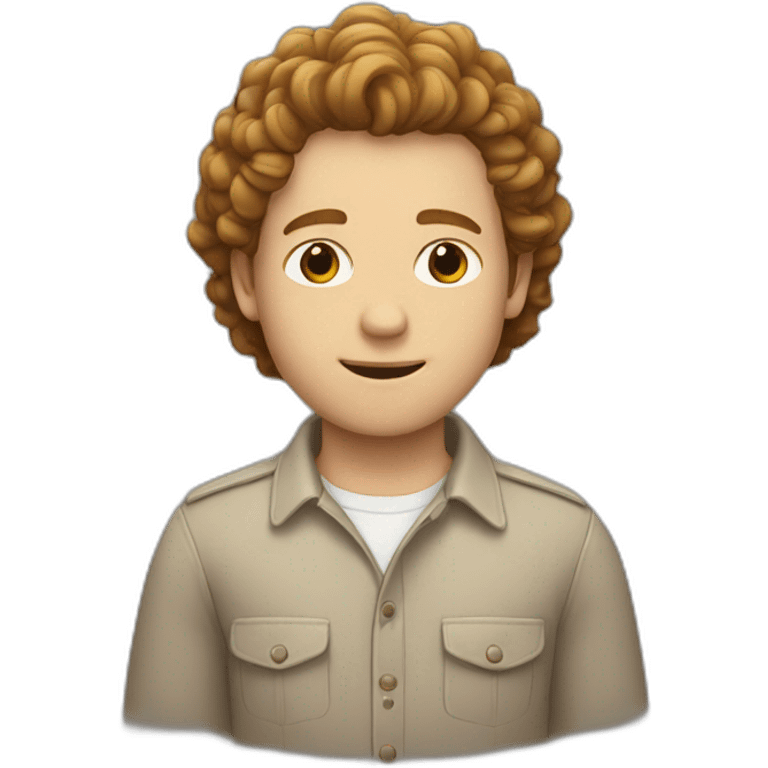 white guy with brown curly middle parting hair emoji