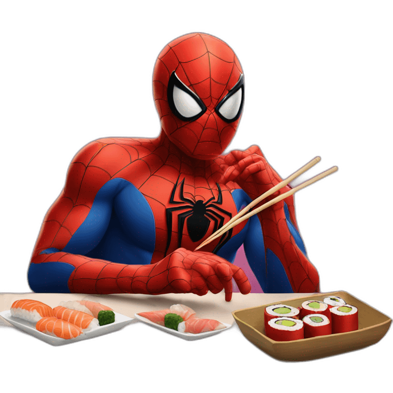 spiderman eating sushi emoji