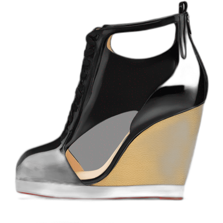 WEDGE heel LOUBOUTIN black leather PATENT emoji