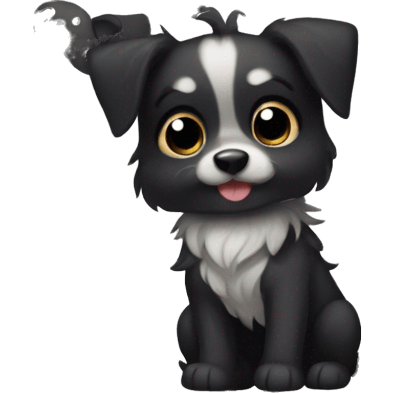 cute black dog corki and mix emoji