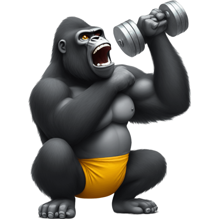 Gorilla lifting dummbell emoji