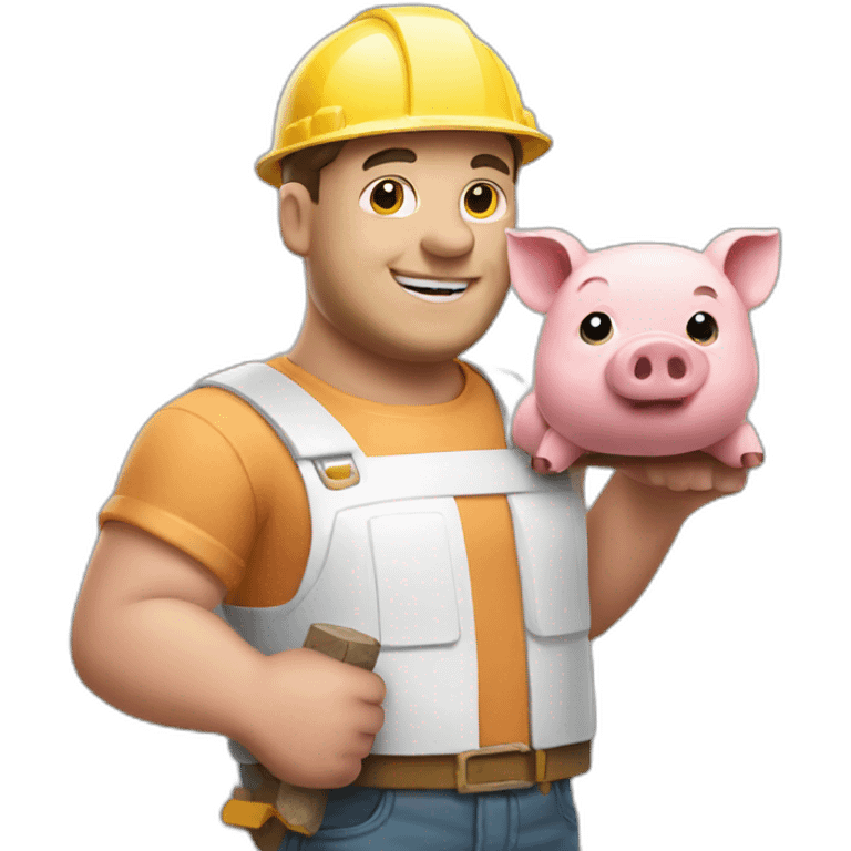 pig builder holding brick in his hand emoji