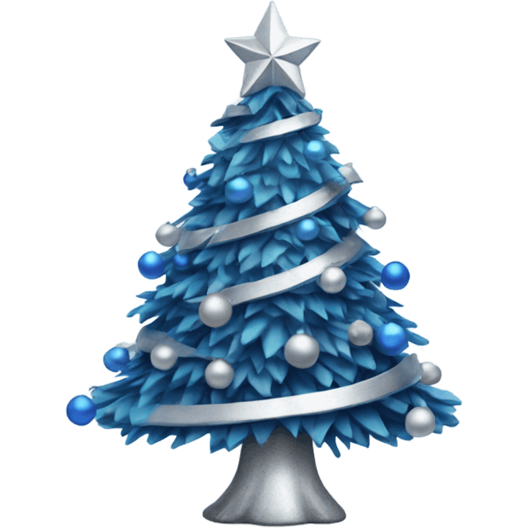 Christmas tree with blue and silver decor emoji