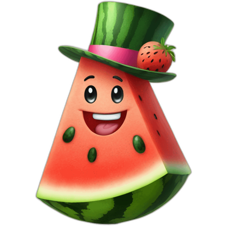 Happy Watermelon slice wearing a top hat emoji