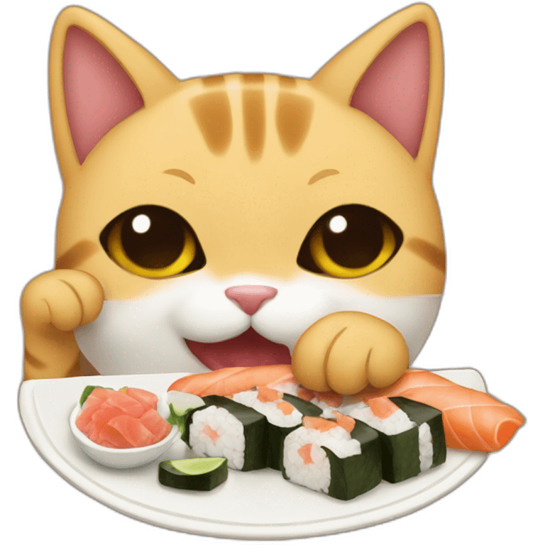 Cat eating suchi emoji