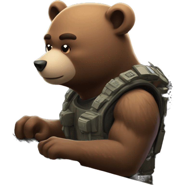 Bear playing valorant at its gaming pc emoji