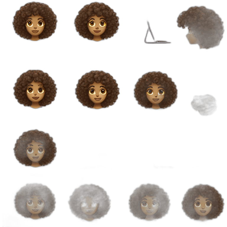 brown girl curly hair using laptop emoji