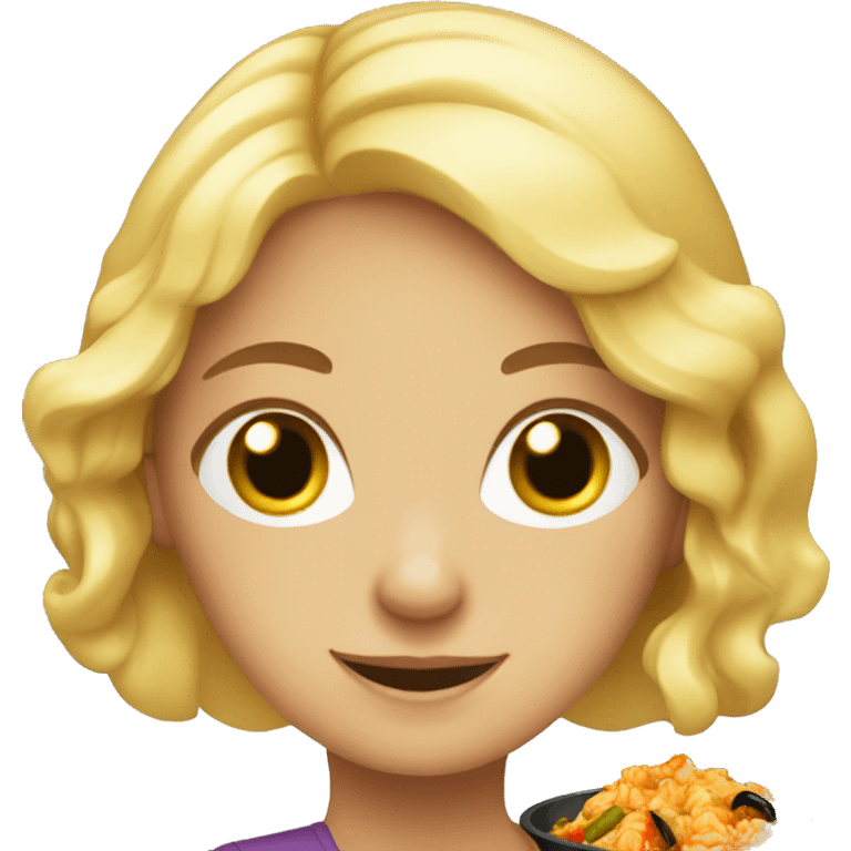 Blond girl with paella emoji