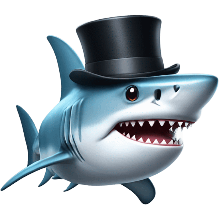 Shark with a top hat emoji