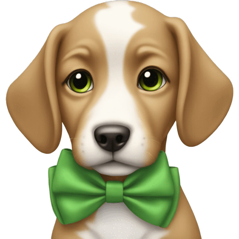 Baby dog with a Green bow on the neck emoji