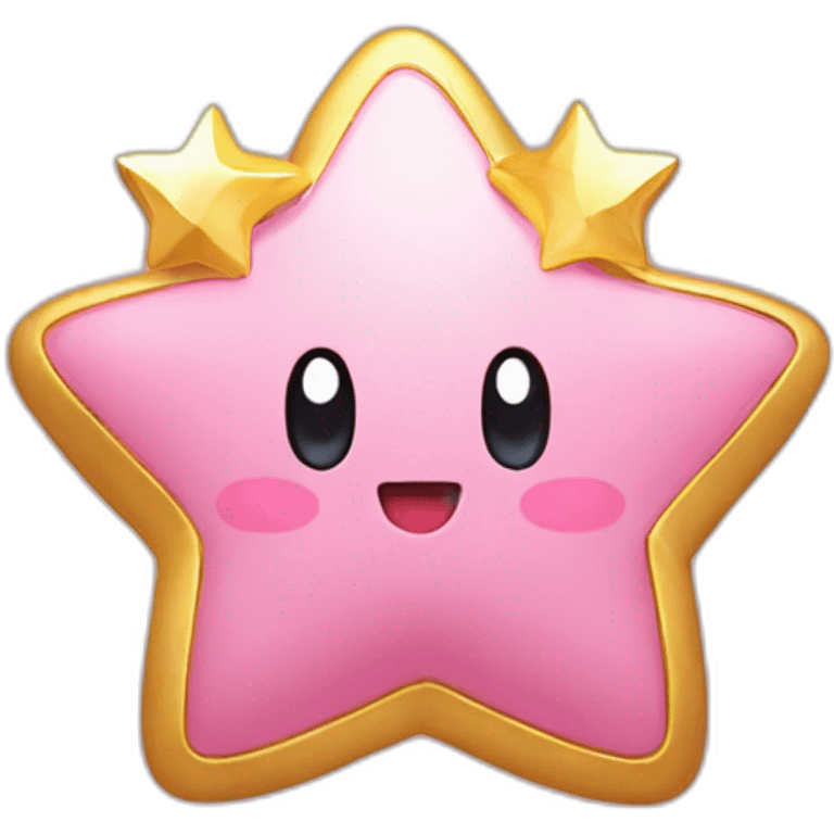 cute happy Kirby with a golden star emoji