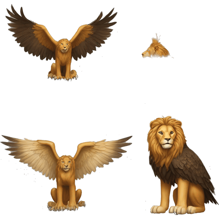 head, upper body, wings, and front talons of an eagle and lower body and hind legs and tail of a lion emoji