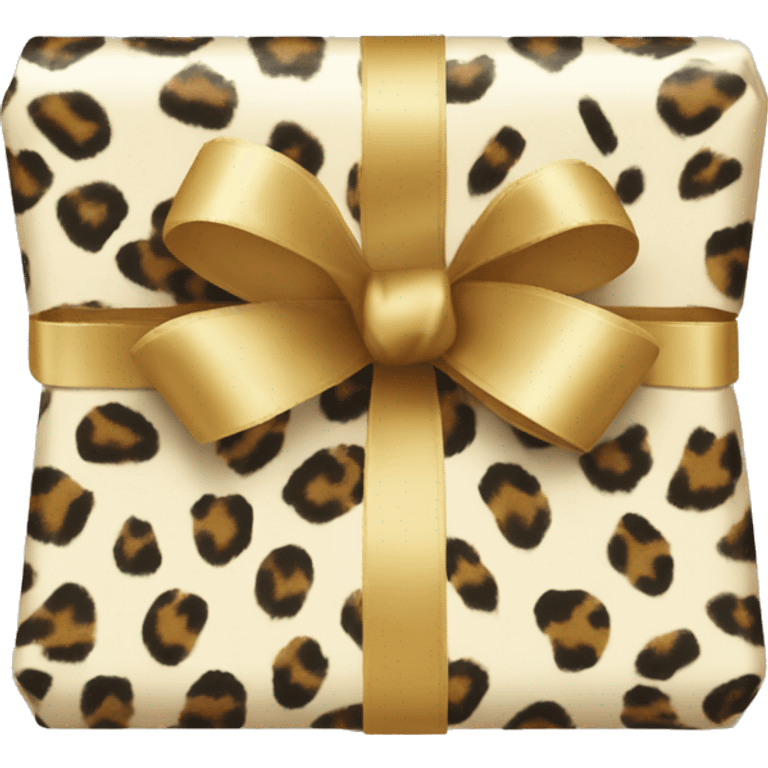 Leopard print gift ribbon cream present  emoji