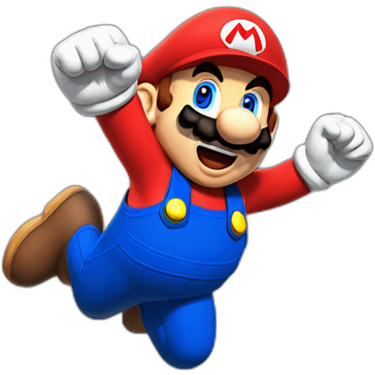 Mario jump with is fist in the air emoji