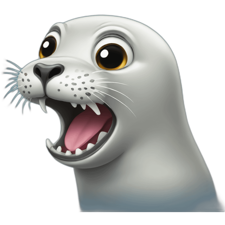 Terrified seal with an open mouth emoji