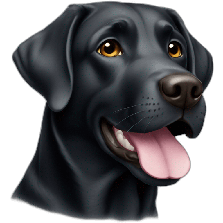 black Labrador with a slightly gray face emoji