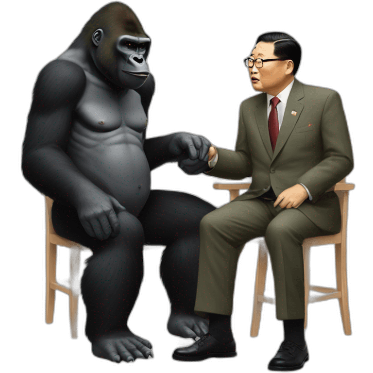 Gorilla meeting supreme leader Kim Yong UN emoji