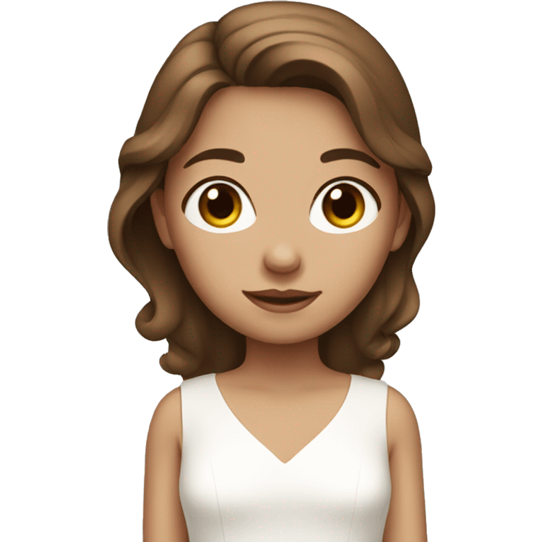 brown hair girl with white dress emoji