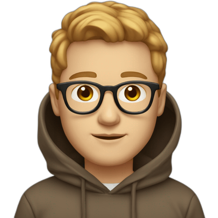 profile white male heart face light brown tapered hair with clear plastic glasses and hoodie emoji