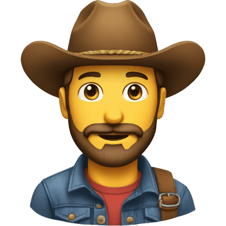 Crea un emoji de una cara DE UNA chico con barba con sombrero de vaquero alucin emoji