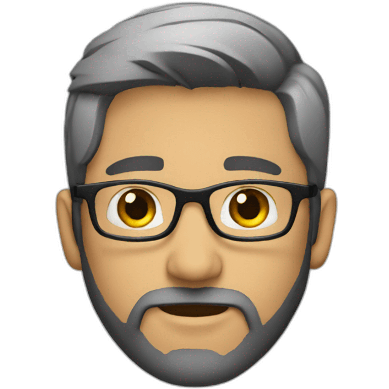 developer with short beard, black hair, glasses, round face, grey spots in beard emoji