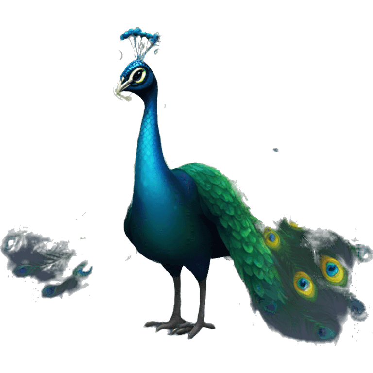 Dark iridescent peacock glowing emoji