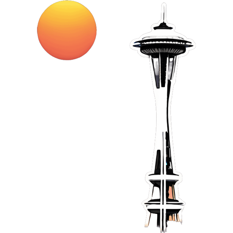 Seattle space needle with sunset emoji