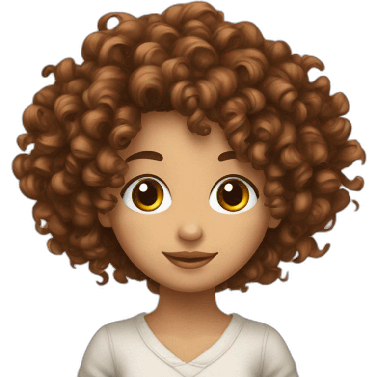 Ado fille cheveux bouclés marrons emoji