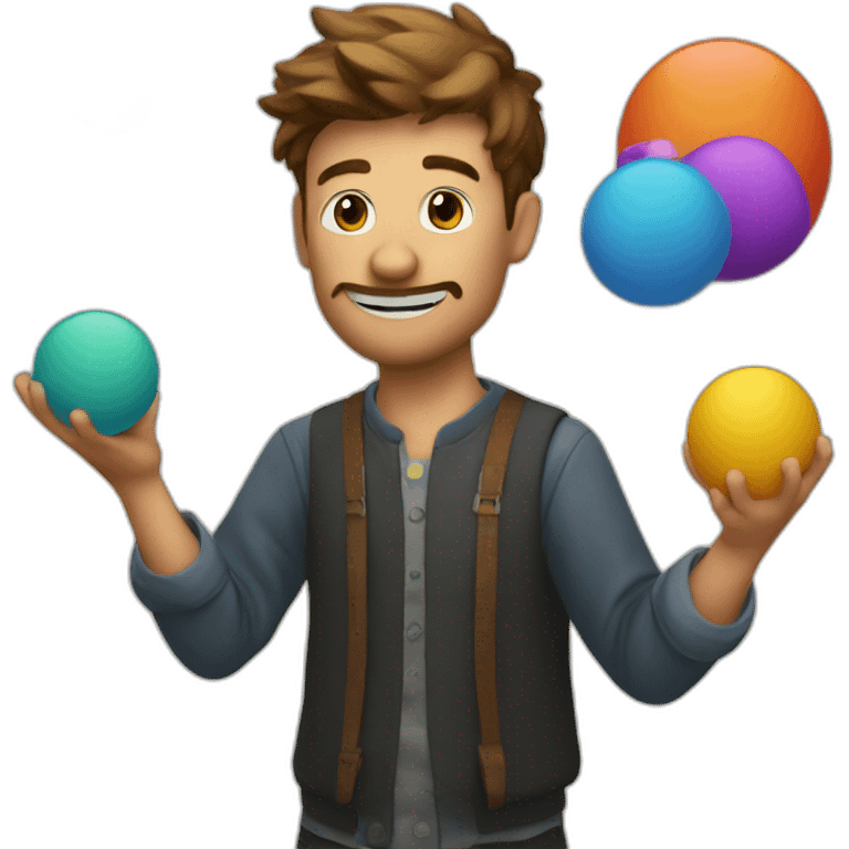 a guy juggling design related things emoji