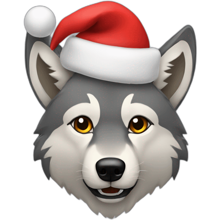 Wolf with Christmas hat emoji