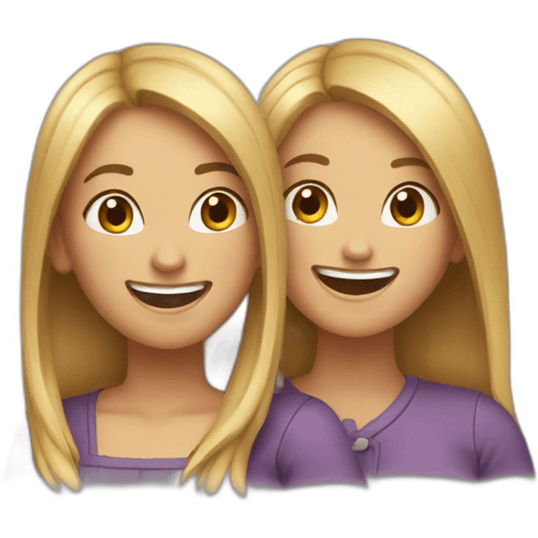 Two  female bestfriends laughing together  emoji