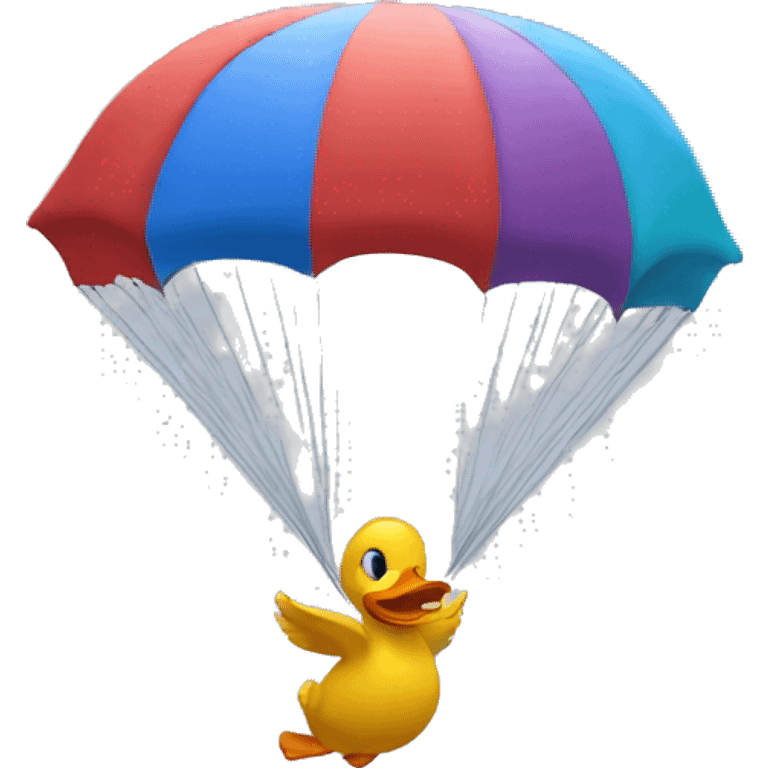 A duck parachuting emoji