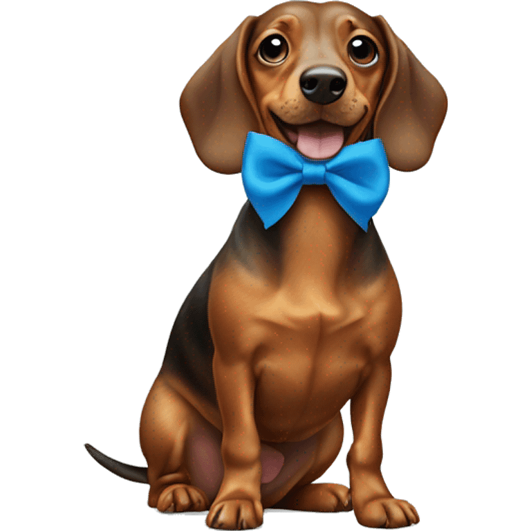 Wiener Dog with blue bow emoji